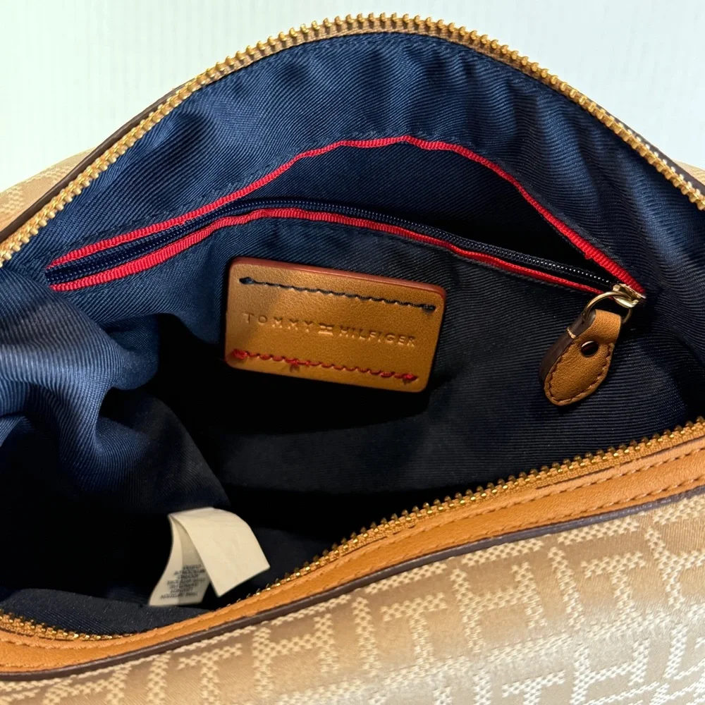 Tommy Hilfiger Navy & Logo Print Shoulder Bag – Red Zip Accent & Faux Leather - Picture 5 of 16